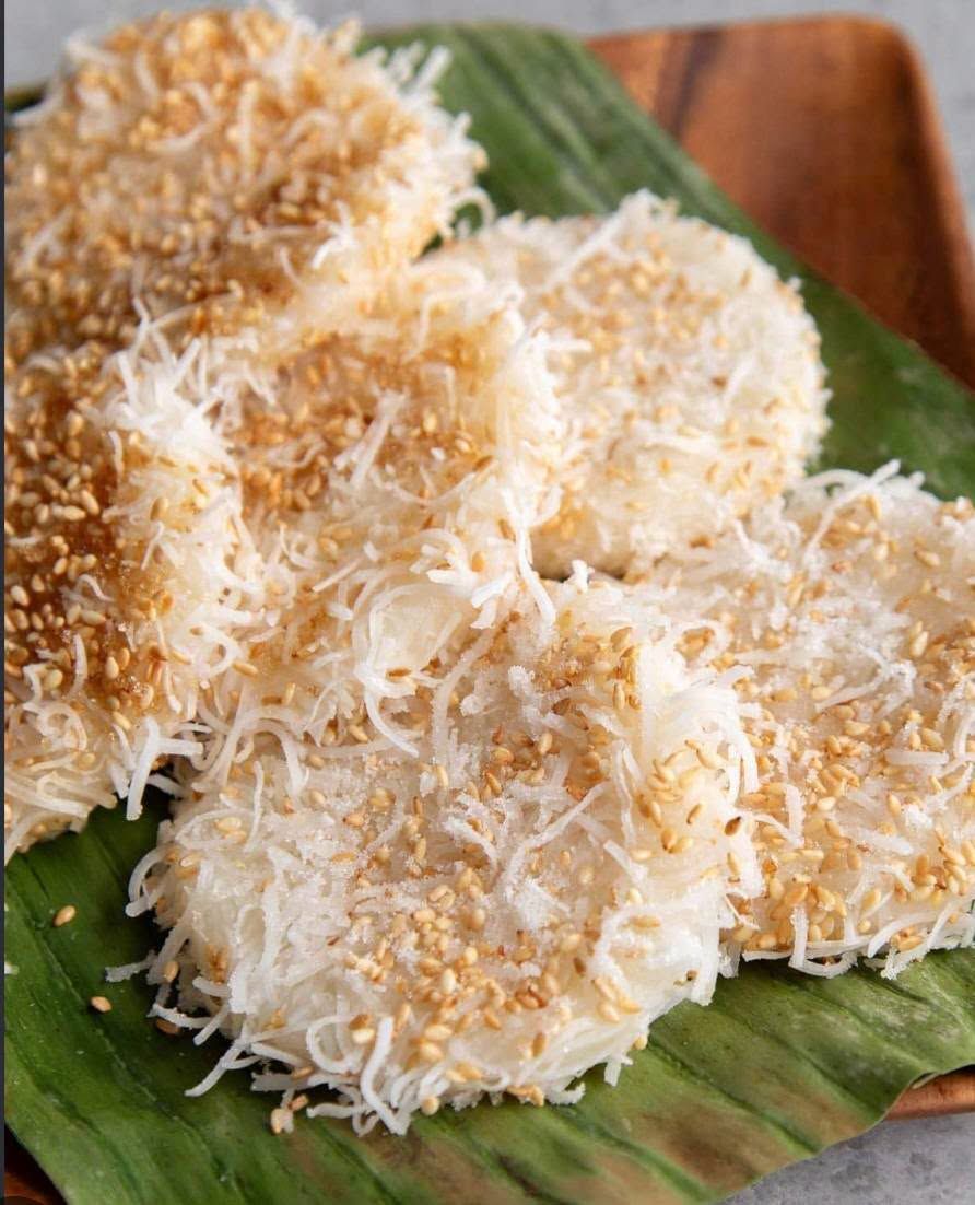 Palitaw with coconut and sesame