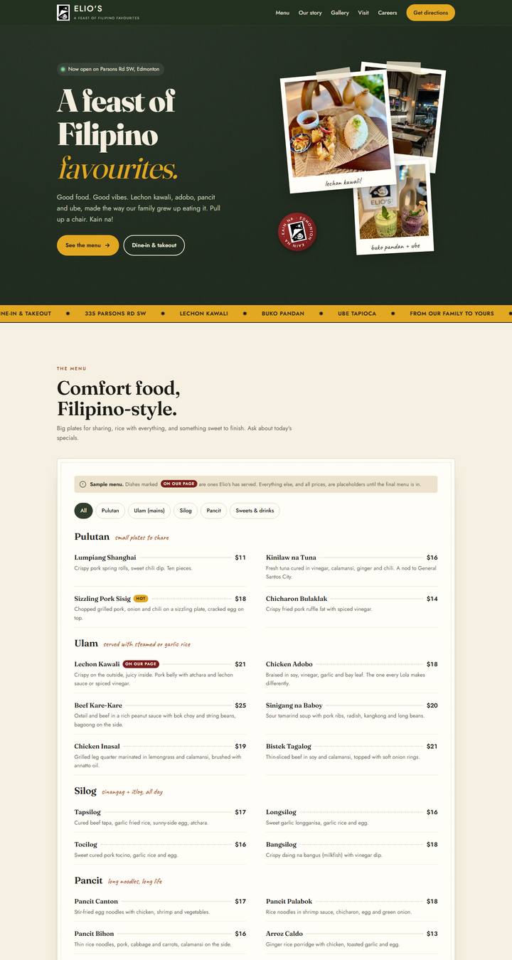 Screenshot of Elio's · Scrapbook