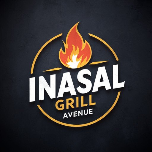 Inasal Grill Avenue logo: a flame inside a gold ring